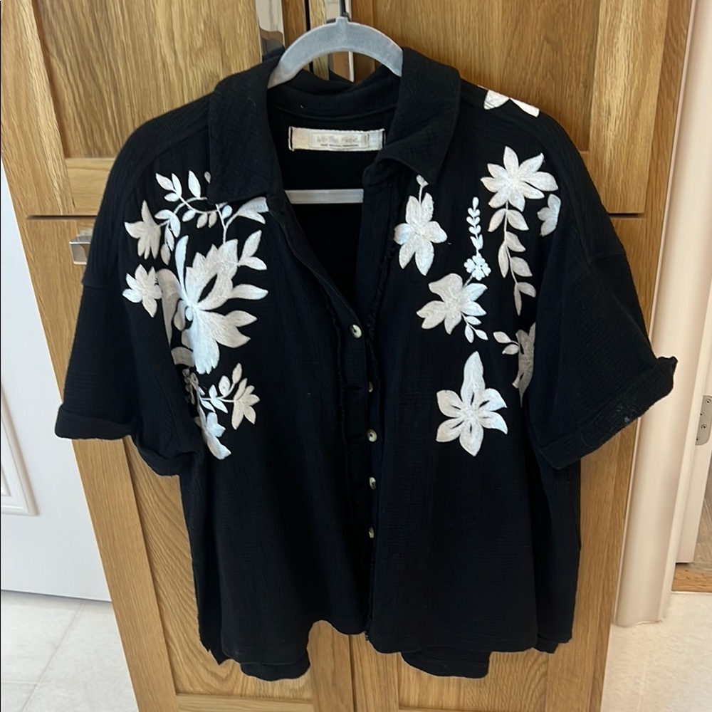 We The Free Black Textured Top